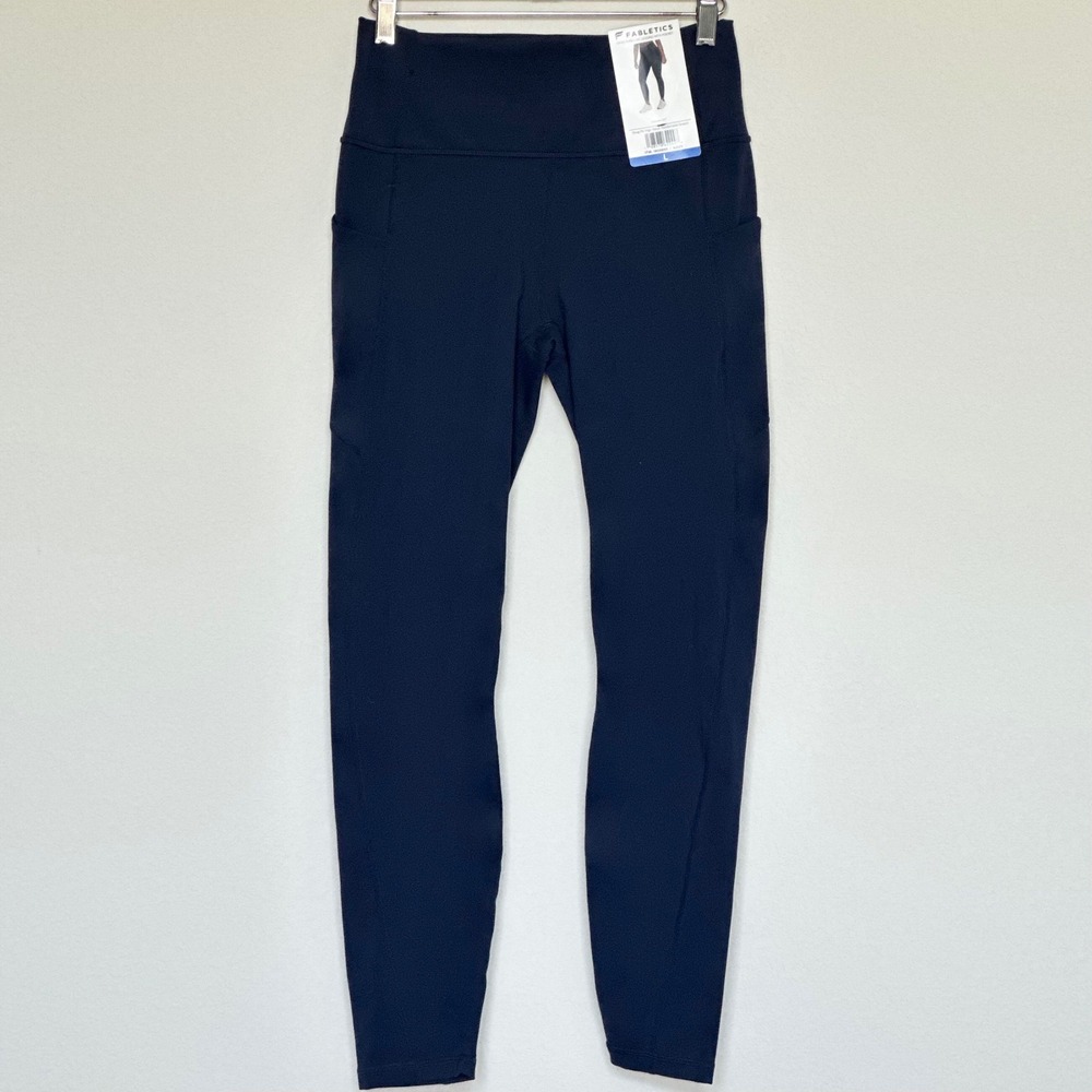 NEW Fabletics Oasis PureLuxe Leggings Navy Blue High Waist Pocket Large 1909960